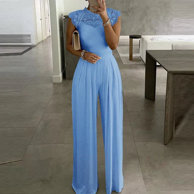 Lisa Violet Dames Jumpsuit Elegante Jumpsuit met Luxe Kant en Hoge Taille