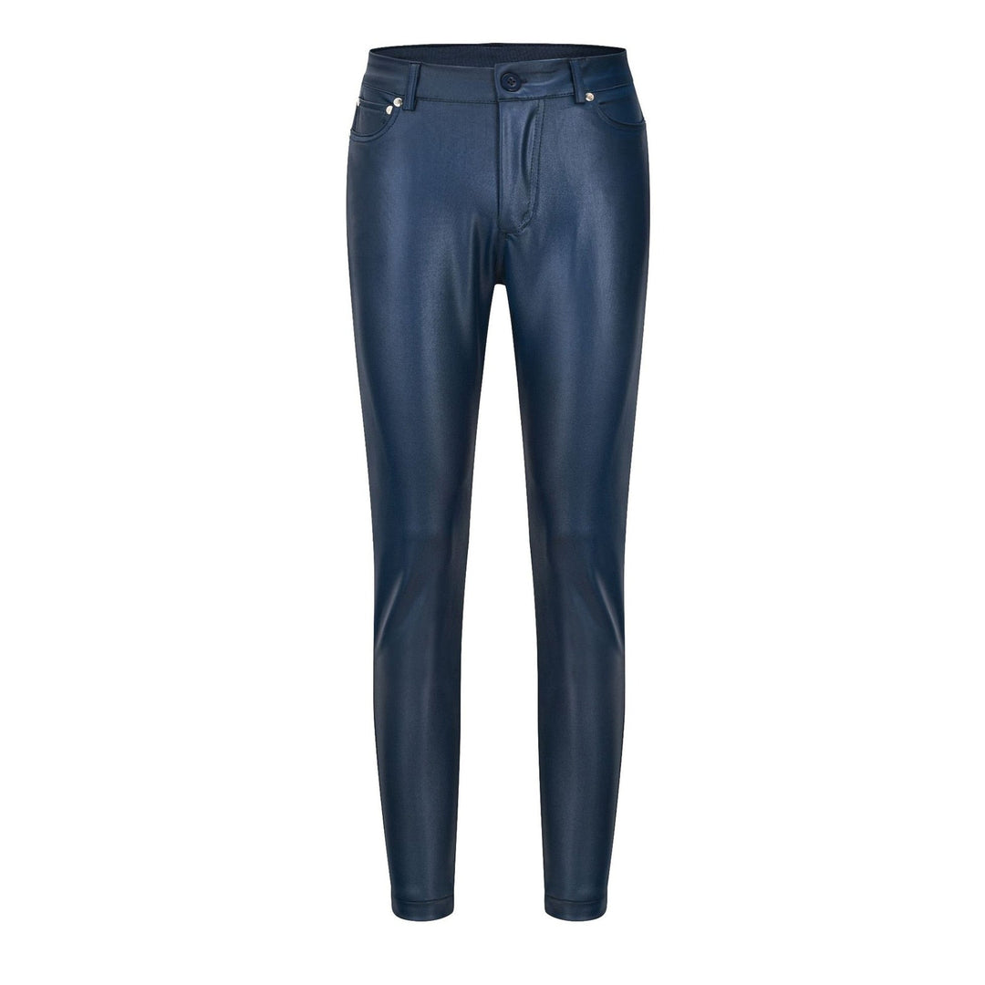 Lily Stretch Slim Fit Lederlook Broek Met Hoge Taille