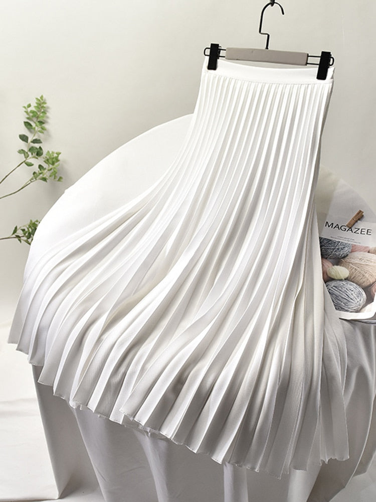 Nellie Glanzende Plissé Rok met Hoge Taille