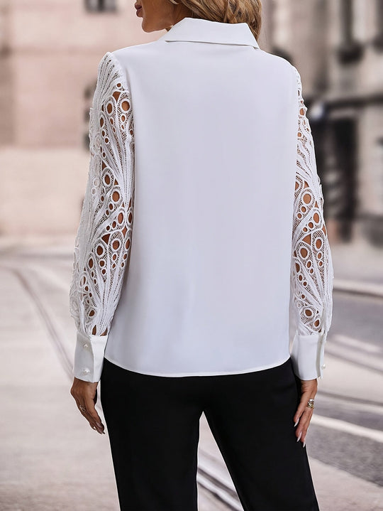 Amelie Dames Blouse met Kraag en Kantdetails